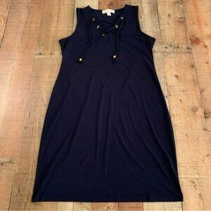 Michael Michael Kors navy lace up with gold eyelets sleeveless dress size small